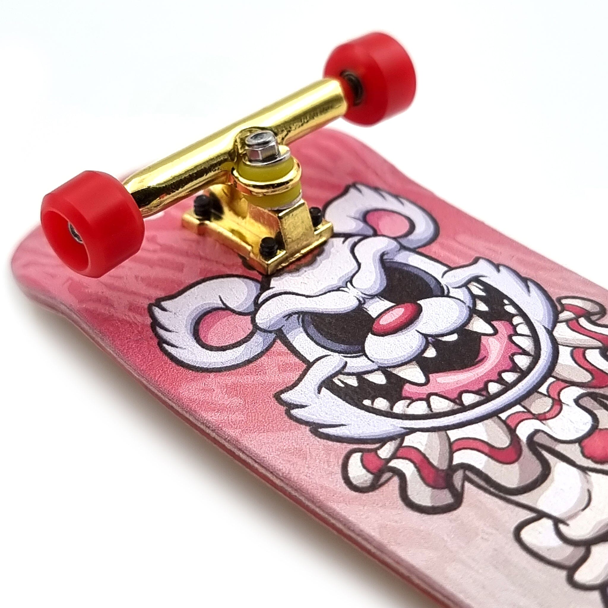 34mm x 96mm Pro Fingerboard Set-Up (Complete) | Real Wood Deck (5-Layers) | Pro Trucks with Lock-Nuts | Polyurethane Pro Wheels | Real Ball Bearings | HAHAHA Clown  SPITBOARDS