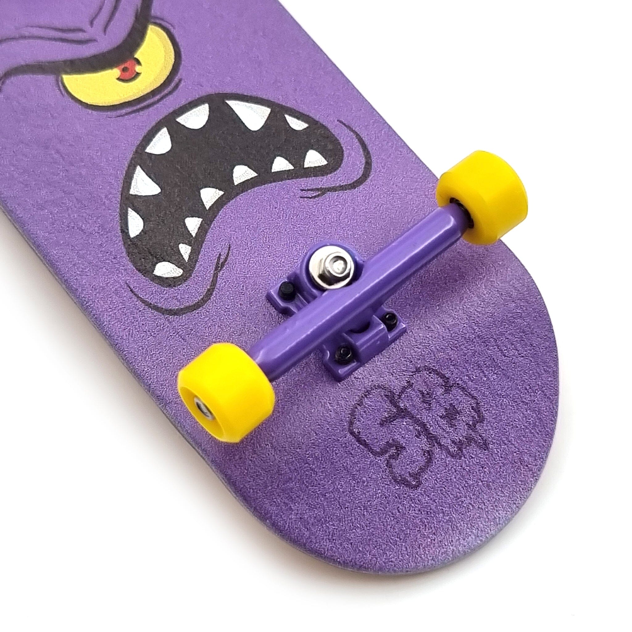 34mm x 96mm Pro Fingerboard Set-Up (Complete) | Real Wood Deck (5-Layers) | Pro Trucks with Lock-Nuts | Polyurethane Pro Wheels | Real Ball Bearings | Purple Face  SPITBOARDS