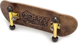 SPITBOARDS 34 mm Fingerboard Complete Wood Pro Set-Up (Pre-Assembled, 5-Layers), Pro Trucks, CNC Bearing Wheels, Foam Grip Tape | Burning Midnight (deck: burl | trucks: gold | wheels: brown) 34 mm Pro Fingerboard