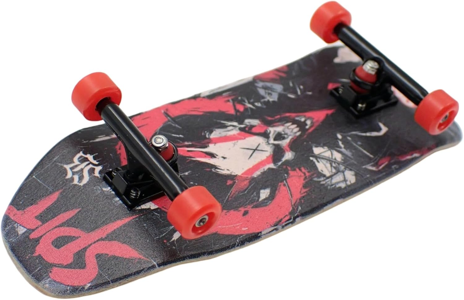 34mm Fingerboard Oldschool Cruiser Pro Complete Setup, Pre-Assembled 5-Layer Wood, Pro Trucks, Soft Urethane 60D Bearing Wheels, Real-Wear Graphics, Lasered Foam Tape 'Spit Rider'
