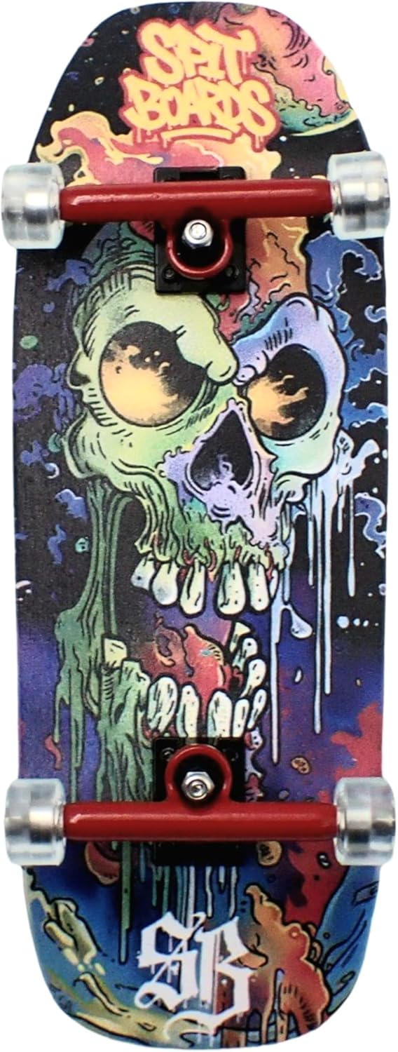 34mm Fingerboard Oldschool Cruiser Pro Complete Setup, Pre-Assembled 5-Layer Wood, Pro Trucks, Soft Urethane 60D Bearing Wheels, Real-Wear Graphics, Lasered Foam Tape 'Space Skull'