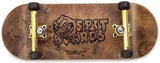 SPITBOARDS 34 mm Fingerboard Complete Wood Pro Set-Up (Pre-Assembled, 5-Layers), Pro Trucks, CNC Bearing Wheels, Foam Grip Tape | Burning Midnight (deck: burl | trucks: gold | wheels: brown) 34 mm Pro Fingerboard