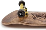 SPITBOARDS 34 mm Fingerboard Complete Wood Pro Set-Up (Pre-Assembled, 5-Layers), Pro Trucks, CNC Bearing Wheels, Foam Grip Tape | Burning Midnight (deck: burl | trucks: gold | wheels: brown) 34 mm Pro Fingerboard