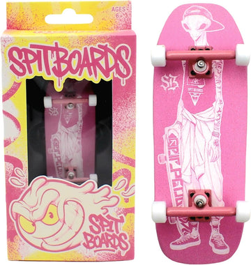 34mm Fingerboard Oldschool Cruiser Pro Complete Setup, Pre-Assembled 5-Layer Wood, Pro Trucks, Soft Urethane 60D Bearing Wheels, Real-Wear Graphics, Lasered Foam Tape 'Pink Alien'