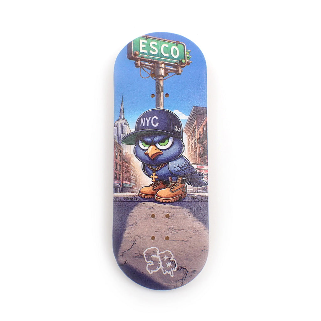 ESCO Pro-Model: Limited 32/34/36mm x 96mm Fingerboard Setup (Real Wear Graphic Deck) - Real Wood (5-Layers) Classic Popsicle Street Shape - Assembled Complete  - Deep or Medium Concave - ESCO
