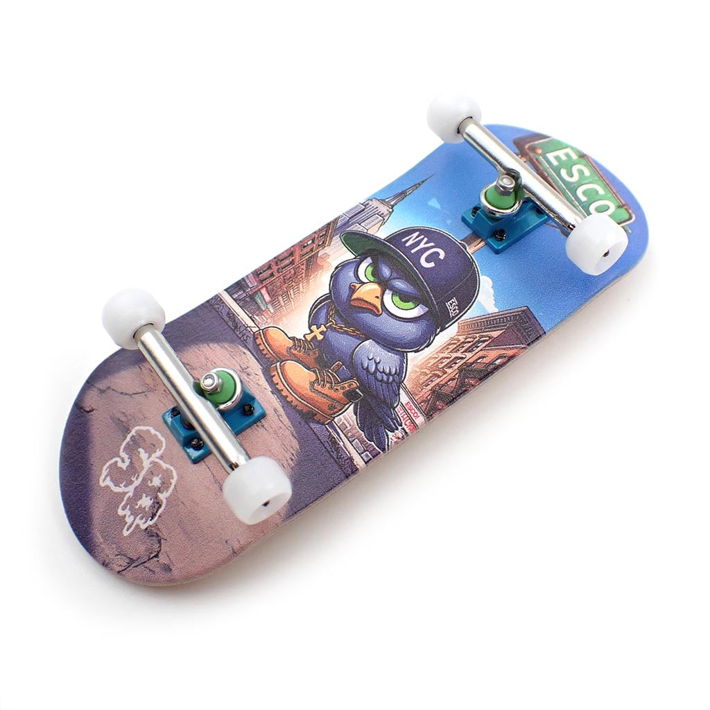 ESCO Pro-Model: Limited 32/34/36mm x 96mm Fingerboard Setup (Real Wear Graphic Deck) - Real Wood (5-Layers) Classic Popsicle Street Shape - Assembled Complete  - Deep or Medium Concave - ESCO