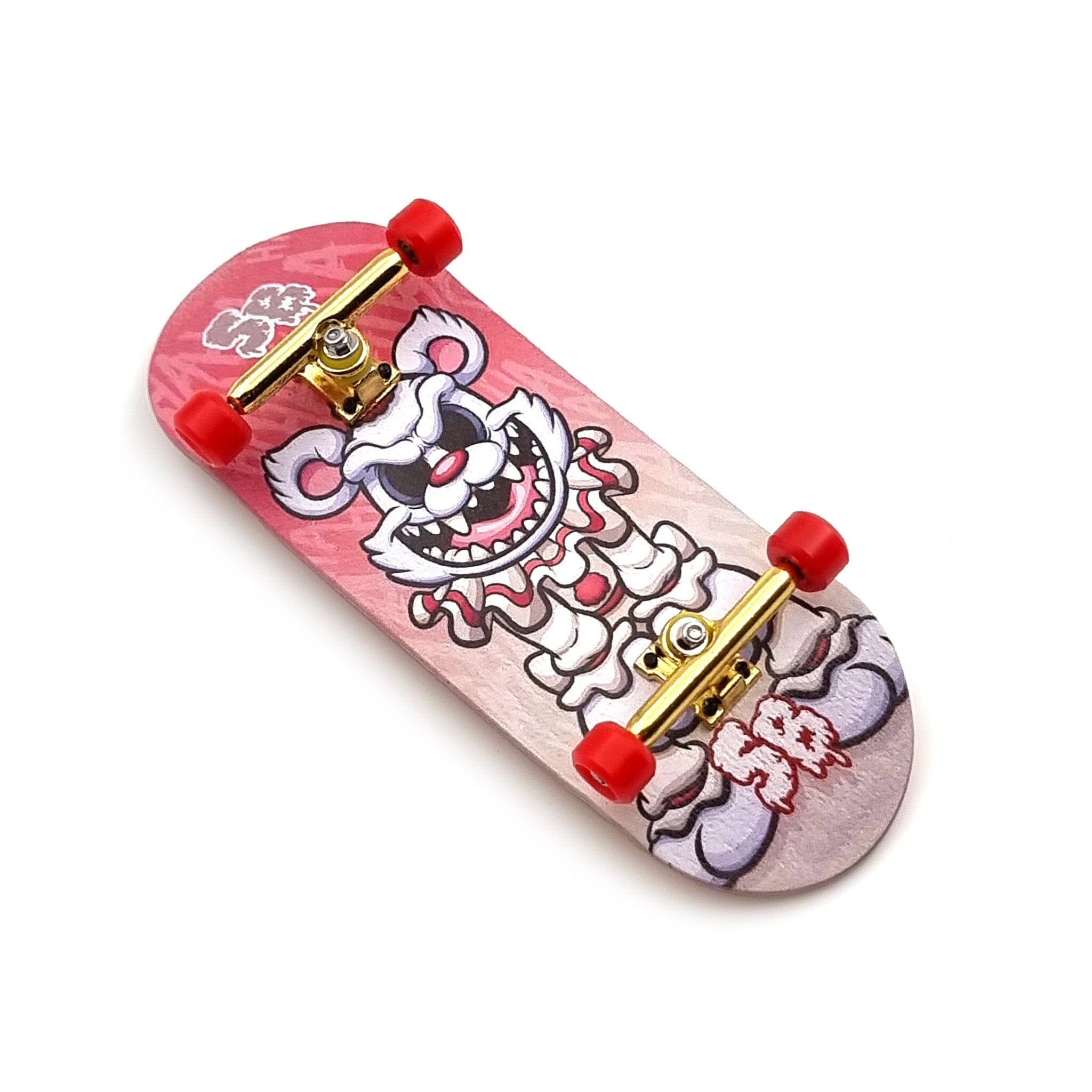 34mm x 96mm Pro Fingerboard Set-Up (Complete) | Real Wood Deck (5-Layers) | Pro Trucks with Lock-Nuts | Polyurethane Pro Wheels | Real Ball Bearings | Red Face  SPITBOARDS