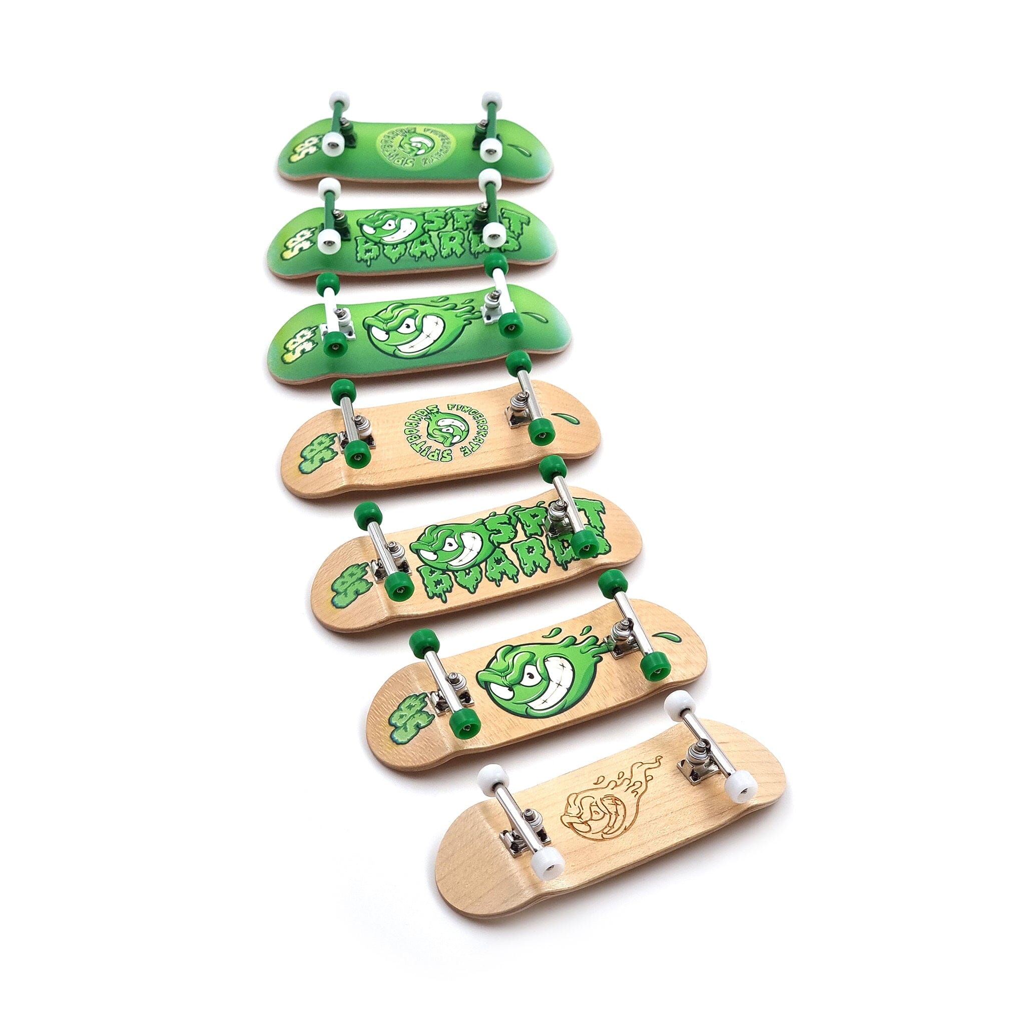 34mm x 96mm Pro Fingerboard Set-Up (Complete) | Real Wood Deck (5-Layers) | Pro Trucks with Lock-Nuts | Polyurethane Pro Wheels | Real Ball Bearings | Slimeball (Wood Version)  SPITBOARDS