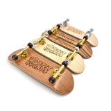 34mm Fingerboard Complete Wood Pro Set-Up (Pre-Assembled, 5-Layers), Pro Trucks, CNC Bearing Wheels, Foam Grip Tape, (Deck: Bamboo Wood, Trucks: Gold, Wheels: transparent) 34 mm Pro Fingerboard SPITBOARDS