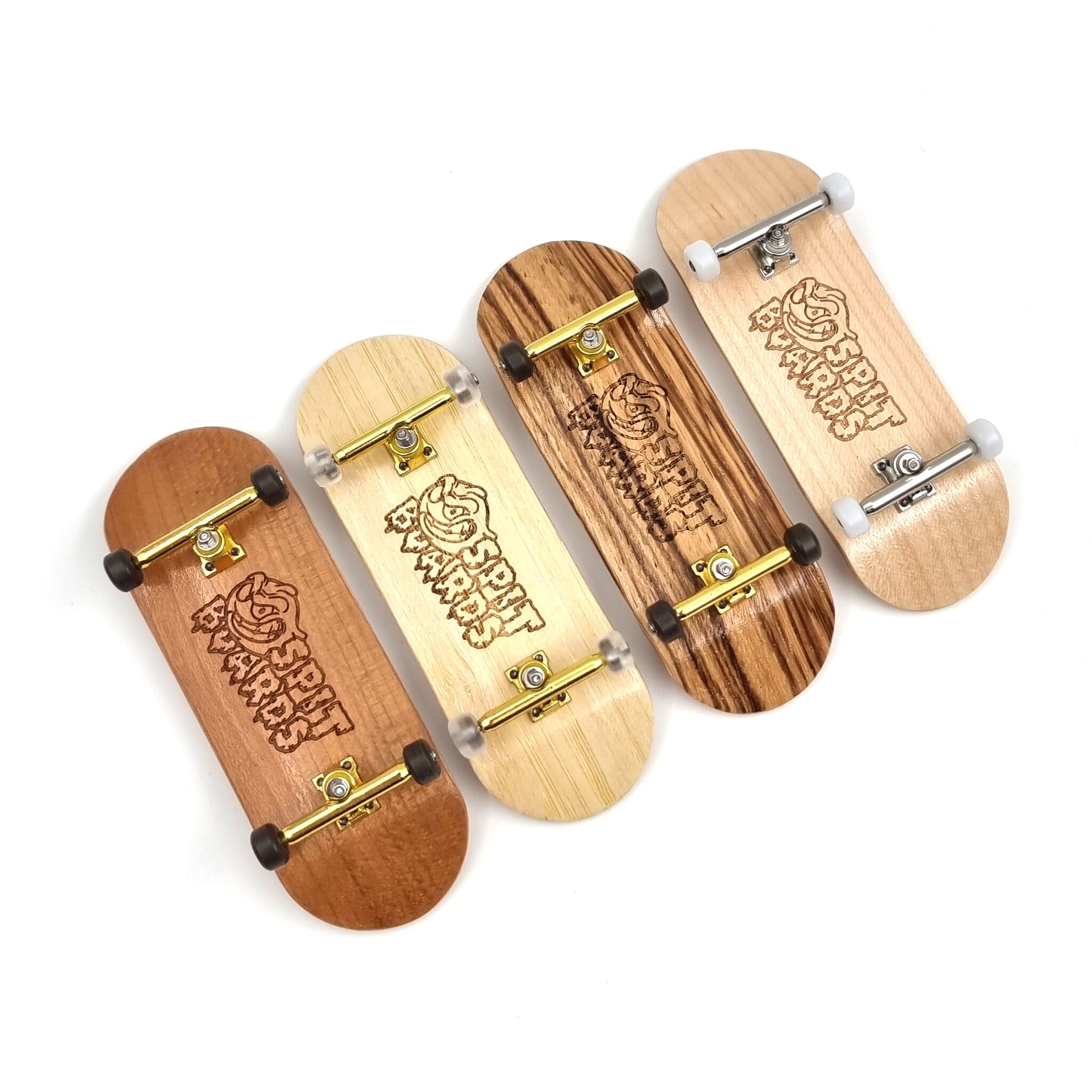 34mm Fingerboard Complete Wood Pro Set-Up (Pre-Assembled, 5-Layers), Pro Trucks, CNC Bearing Wheels, Foam Grip Tape, (Deck: Bamboo Wood, Trucks: Gold, Wheels: transparent) 34 mm Pro Fingerboard SPITBOARDS
