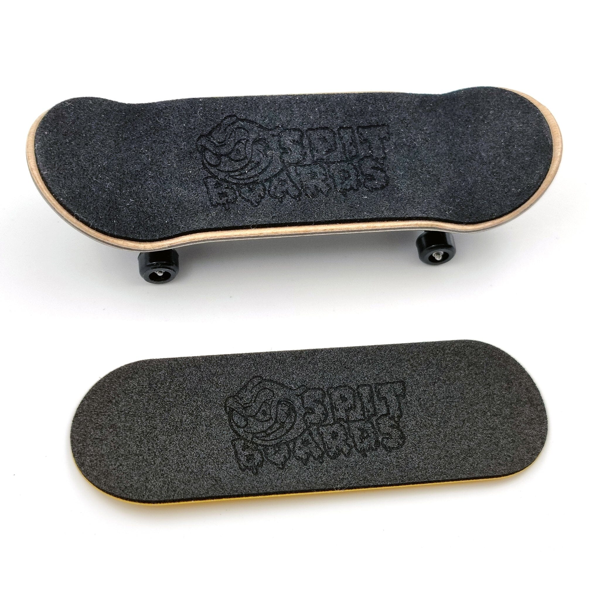 34mm Fingerboard Complete Wood Pro Set-Up (Pre-Assembled, 5-Layers), Pro Trucks, CNC Bearing Wheels, Foam Grip Tape, (Deck: Bamboo Wood, Trucks: Gold, Wheels: transparent) 34 mm Pro Fingerboard SPITBOARDS