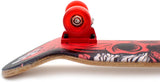 32 x 96 mm Fingerboard Complete Wood Set-Up Assembled, 5-Layers, Silver Trucks with Bushings and Nuts, CNC Bearing Wheels in Transparent-Green, Lasered Grip Tape Red Octoskull