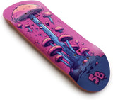 SPITBOARDS 34mm Fingerboard Deck - Real Wood (5-Layers) Classic Popsicle Street Shape - Size: 34 x 96 mm - Single Graphic Deck (Real Wear) - Optimized Concave - Alien Mushrooms 34 mm Pro Fingerboard 