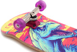 32 x 96 mm Fingerboard Complete Wood Set-Up Assembled, 5-Layers, Silver Trucks with Bushings and Nuts, CNC Bearing Wheels in Transparent-Green, Lasered Grip Tape Sunset Raptor