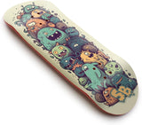 SPITBOARDS 34mm Fingerboard Deck - Real Wood (5-Layers) Classic Popsicle Street Shape - Size: 34 x 96 mm - Single Graphic Deck (Real Wear) - Optimized Concave - Monster Party 34 mm Pro Fingerboard 