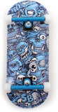 34 x 96 mm Wood Fingerboard Complete Set-Up, Pre Assembled, 5-Layers Wood, Pro Trucks with Lock Nuts, CNC Bearing Wheels, Real Wear Graphics, Lasered Foam Grip Tape, Blue Mummy Skulls