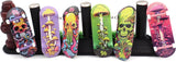 34mm Fingerboard Deck - Real Wood (5-Layers) Classic Popsicle Street Shape - Size: 34 x 96 mm - Single Graphic Deck (Real Wear) - Optimized Concave - Blue Mummy Skulls