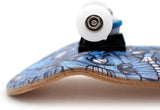 34 x 96 mm Wood Fingerboard Complete Set-Up, Pre Assembled, 5-Layers Wood, Pro Trucks with Lock Nuts, CNC Bearing Wheels, Real Wear Graphics, Lasered Foam Grip Tape, Blue Mummy Skulls