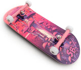 34 x 96 mm Wood Fingerboard Complete Set-Up, Pre Assembled, 5-Layers Wood, Pro Trucks with Lock Nuts, CNC Bearing Wheels, Real Wear Graphics, Lasered Foam Grip Tape, Pink Mushrooms