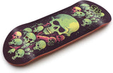 34mm Fingerboard Deck - Real Wood (5-Layers) Classic Popsicle Street Shape - Size: 34 x 96 mm - Single Graphic Deck (Real Wear) - Optimized Concave - Lime Green Skull