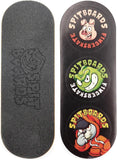 SPITBOARDS 34mm Fingerboard Deck - Real Wood (5-Layers) Classic Popsicle Street Shape - Size: 34 x 96 mm - Single Graphic Deck (Real Wear) - Optimized Concave - Slimey Skulls 34 mm Pro Fingerboard 