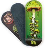 34mm Fingerboard Deck - Real Wood (5-Layers) Classic Popsicle Street Shape - Size: 34 x 96 mm - Single Graphic Deck (Real Wear) - Optimized Concave - Green Mushroom