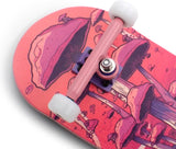 34 x 96 mm Wood Fingerboard Complete Set-Up, Pre Assembled, 5-Layers Wood, Pro Trucks with Lock Nuts, CNC Bearing Wheels, Real Wear Graphics, Lasered Foam Grip Tape, Pink Mushrooms