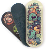 SPITBOARDS 34mm Fingerboard Deck - Real Wood (5-Layers) Classic Popsicle Street Shape - Size: 34 x 96 mm - Single Graphic Deck (Real Wear) - Optimized Concave - Monster Party 34 mm Pro Fingerboard 