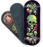 34mm Fingerboard Deck - Real Wood (5-Layers) Classic Popsicle Street Shape - Size: 34 x 96 mm - Single Graphic Deck (Real Wear) - Optimized Concave - Lime Green Skull