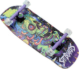 34mm Fingerboard Oldschool Cruiser Pro Complete Setup, Pre-Assembled 5-Layer Wood, Pro Trucks, Soft Urethane 60D Bearing Wheels, Real-Wear Graphics, Lasered Foam Tape 'Frankenskull'