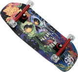 34mm Fingerboard Oldschool Cruiser Pro Complete Setup, Pre-Assembled 5-Layer Wood, Pro Trucks, Soft Urethane 60D Bearing Wheels, Real-Wear Graphics, Lasered Foam Tape 'Space Skull'