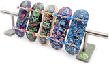 32 x 96 mm Fingerboard Complete Wood Set-Up Assembled, 5-Layers, Silver Trucks with Bushings and Nuts, CNC Bearing Wheels in Transparent-Green, Lasered Grip Tape Sunset Raptor