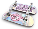 SPITBOARDS 34 mm x 96 mm Pro Fingerboard Set-Up (Complete) | Real Wood Deck | Pro Trucks with Lock Nuts and Pro Bushings | Polyurethane Pro Wheels with Bearings | Purple Logo