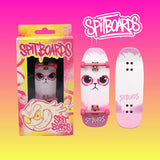 34mm Fingerboard Oldschool Cruiser Pro Complete Setup, Pre-Assembled 5-Layer Wood, Pro Trucks, Soft Urethane 60D Bearing Wheels, Real-Wear Graphics, Lasered Foam Tape 'Pink Cat Babe'