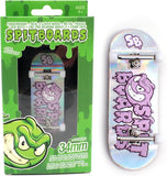 SPITBOARDS 34 mm x 96 mm Pro Fingerboard Set-Up (Complete) | Real Wood Deck | Pro Trucks with Lock Nuts and Pro Bushings | Polyurethane Pro Wheels with Bearings | Purple Logo