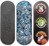 34mm Fingerboard Deck - Real Wood (5-Layers) Classic Popsicle Street Shape - Size: 34 x 96 mm - Single Graphic Deck (Real Wear) - Optimized Concave - Blue Mummy Skulls