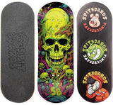 34mm Fingerboard Deck - Real Wood (5-Layers) Classic Popsicle Street Shape - Size: 34 x 96 mm - Single Graphic Deck (Real Wear) - Optimized Concave - Cave Skull