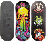 34mm Fingerboard Deck - Real Wood (5-Layers) Classic Popsicle Street Shape - Size: 34 x 96 mm - Single Graphic Deck (Real Wear) - Optimized Concave - Alien Octopus