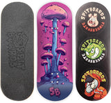 SPITBOARDS 34mm Fingerboard Deck - Real Wood (5-Layers) Classic Popsicle Street Shape - Size: 34 x 96 mm - Single Graphic Deck (Real Wear) - Optimized Concave - Alien Mushrooms 34 mm Pro Fingerboard 