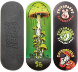 34mm Fingerboard Deck - Real Wood (5-Layers) Classic Popsicle Street Shape - Size: 34 x 96 mm - Single Graphic Deck (Real Wear) - Optimized Concave - Green Mushroom