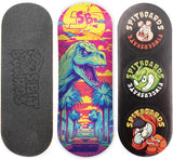 34mm Fingerboard Deck - Real Wood (5-Layers) Classic Popsicle Street Shape - Size: 34 x 96 mm - Single Graphic Deck (Real Wear) - Optimized Concave - Sunset Raptor