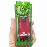 32 mm Fingerboard Complete Real Wood Set-Up (Pre-Assembled, 5-Layers), Trucks with Lock Nuts, Bearing Wheels, Foam Grip Tape, (Deck: Pink, Trucks: White, Wheels: Transparent)