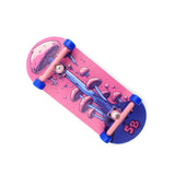 34 x 96 mm Wood Fingerboard Complete Set-Up, Pre Assembled, 5-Layers Wood, Pro Trucks with Lock Nuts, CNC Bearing Wheels, Real Wear Graphics, Lasered Foam Grip Tape, Alien Mushrooms