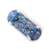 34 x 96 mm Wood Fingerboard Complete Set-Up, Pre Assembled, 5-Layers Wood, Pro Trucks with Lock Nuts, CNC Bearing Wheels, Real Wear Graphics, Lasered Foam Grip Tape, Blue Mummy Skulls