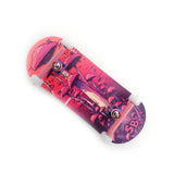 36 x 96 mm Wood Fingerboard Complete Set-Up, Pre Assembled, 5-Layers Wood, Pro Trucks with Lock Nuts, CNC Bearing Wheels, Real Wear Graphics, Lasered Foam Grip Tape, Pink Mushrooms
