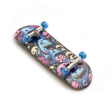 32 x 96 mm Fingerboard Complete Wood Set-Up Assembled, 5-Layers, Silver Trucks with Bushings and Nuts, CNC Bearing Wheels in Transparent-Green, Lasered Grip Tape Cute Critters  SPITBOARDS   