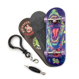 32 x 96 mm Fingerboard Complete Wood Set-Up Assembled, 5-Layers, Silver Trucks with Bushings and Nuts, CNC Bearing Wheels in Transparent-Green, Lasered Grip Tape Green T-Rex  SPITBOARDS   