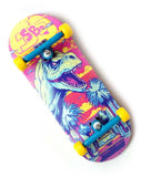 34 x 96 mm Wood Fingerboard Complete Set-Up, Pre Assembled, 5-Layers Wood, Pro Trucks with Lock Nuts, CNC Bearing Wheels, Real Wear Graphics, Lasered Foam Grip Tape, Sunset Raptor