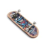 32 x 96 mm Fingerboard Complete Wood Set-Up Assembled, 5-Layers, Silver Trucks with Bushings and Nuts, Transparent CNC Bearing Wheels, Lasered Foam Grip Tape Mad Hatter  SPITBOARDS   