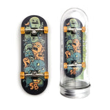 32 x 96 mm Fingerboard Complete Wood Set-Up Assembled, 5-Layers, Silver Trucks with Bushings and Nuts, CNC Bearing Wheels in Transparent Orange, Lasered Foam Grip Tape Cute Monsters  SPITBOARDS   